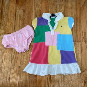 RALPH LAUREN - COLOR-BLOCK - SPRING DRESS - TODDLER GIRL 18 Mos - BLOOMERS